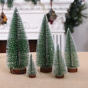 Christmas Decorations 10/15/20/25/30cm Mini Tree Stick White Cedar With Wooden Base Desktop Xmas Crafts Tabletop Decor