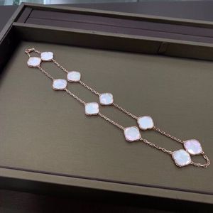 Ювелирное ожерелье Lucky Clover, розовое золото, серебряный агатовый кулон, ожерелье с десятью цветами, свадебный подарок на день святого Валентина, рождественский подарок, поставляется с коробкой