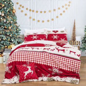 Sängkläder set Christmas Reindeer Däcke Cover Holiday Double Queen King Set With Pillowcase Single Twin Full Bedclothes for Kids Adult 231204