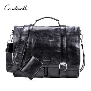 Bortkroppar Kontaktens grönsaker Läder Män portfölj för 13 tums bärbar dator med läder Bifold Casual Business Male Messenger Bag Big Handbag 231205