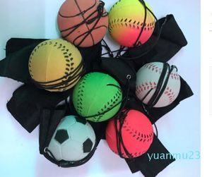 Nova diversão bouncy fluorescente borracha faixa de pulso bola basquete futebol softball brinquedos engraçado bola elástica treinamento crianças brinquedos