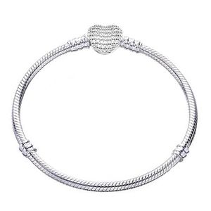 Original 100% 925 prata esterlina pulseira charme coração cobra corrente pulseiras básicas pan feminino diy marca jóias b1992045