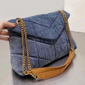 Designers Women Washed Denim Bag LOULOU Puffer Fashion Classic Jeans Shoulder Messenger Shopping Bags Luxury Designer Handbag Purs3034