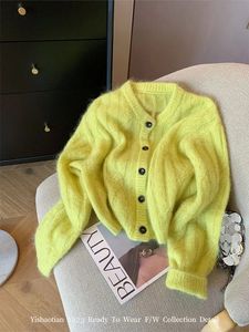 Damenpullover, koreanischer Winter, Herbst, für Damen, V-Ausschnitt, grüne Strickjacken, gemütliches Kaschmir-Oberteil, gestrickte Oberbekleidung, lange Ärmel, Harajuku, hochwertige Kokette 231204