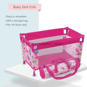 Baby Cribs Baby Doll Crib Pack and Play Accessory Simulation DIY Doll Bed up to 18 Dolls with Carry Along Bag Toy Gift for Girls and Kids Q231205