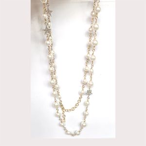 Designer necklace luxury pendant necklaces with letter classic style statement Strands strings elegant pearl chain long double lay249p