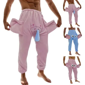 Erkek pantolon erkek uyku kabarık fırçalı çift pijama fil pijamaları komik sevimli ev uyku pantolon kıyafetleri 2024