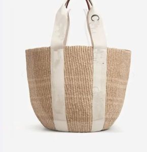 Büyük çanta tasarımcısı moda mifuko woody l beden rafya tote çanta erkek ve kadın çanta dokuma deri kova çantaları harflerle yaz