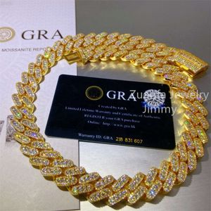 GRA -certifikat kan passera diamanttestare Iced Out Cuban Link Shining VVS Moissanite Necklace