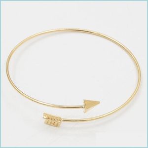 Charm-Armbänder Gold Sier Pfeil Manschette Armreif für Frauen Edlen Schmuck Großhandel Armreifen Drop Lieferung Dh4Uc