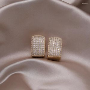 Creolen 2023 Südkorea Design Modeschmuck 14K vergoldet Luxus Quadrat Zirkon Elegante Damen Alltagsarbeit Accessoires