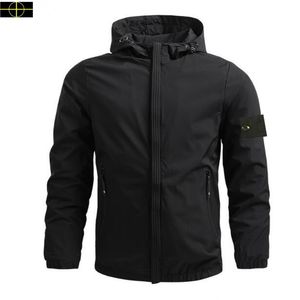 stone jacket coat Spring and Autumn Men's stone Jacket Stand Collar Hooded Solid Men's Casual Windproof Outdoor Jackets New Hot Shirt Large S-5XL