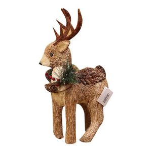 クリスマスの装飾ストローロウアーヘッドエルク飾りスタンディングシカ人形動物の図形クリスマスデコール231117
