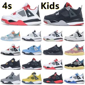 4 4s Kids Athletic Outdoor Basketball Shoes Baby Black Cat Royalty Bred Pure Money What The Toddler TD Preschool girls boys kid Babies Child trainer Sports Sneaker