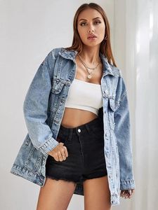 Damenjacken Frühling Sommer Frauen Lose Ausgefranste Retro Blau Denim Jacke Streetwear Weibliche Loch Gewaschen Mantel Damen Outwear