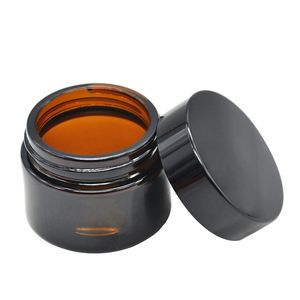 Contenitore ermetico in vetro a prova di odore Contenitore per erbe Contenitore per spezie Bottiglia per pillola Stash Vaso ambrato 5g 10g 15ml 20ml 30ml 50ml Bottiglia cosmetica per crema per il viso Contenitore per balsamo per labbra Vasi DHL