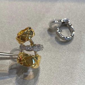 Brand Pure 925 srebrna biżuteria dla kobiet AB Kolczyki Diamond Gold Clip Kolczyki do uszy projekt Summer239c