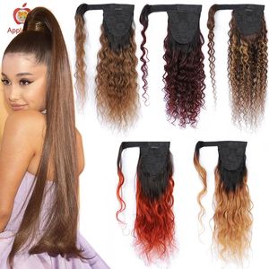 Synthetic Wigs Highlight Water Wave Wrapped tail With Clip In 100% Human Hair Tail Applegirl Brazilian Remy Hair s 231204