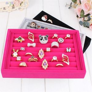2pcs lots Jewelry Display Rings Organizer Show Case Holder Box New red Ring Storage Ear Pin Accessories box223l