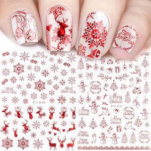 Klistermärken dekaler holografiska röda jul nagel klistermärke shine glitter snöflinga älg jultomten överföring skjutreglage vinter 3d dekal stzg050058 231216