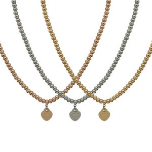 Halsketten mit Anhänger für Damen, Pfirsich-Herz-Kugelkette, Halskette, Designer-Schmuck, Gold-Silber-Rosenperlen-Halskette, komplette Marke als Wedding253c