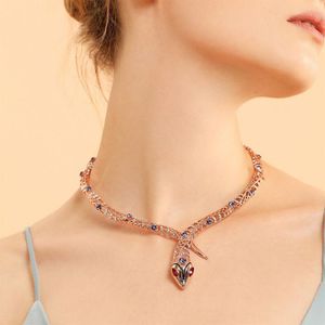 Viennois Gül Altın Renkli Yılan Kolye Kadın Chokers Kolyeler Rhinestone Kristal Zincir Kolyeleri Düğün Partisi Takı J1907301D