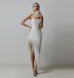 2024 Women Fashion Dress Runway Dresses New high-end women's clothing socialite style white dress European American ostrich hair niche French evening dress