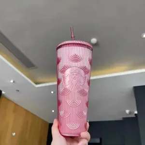 24 oz Starbucks kupalar ile yanardöner bling gökkuşağı tek boynuzlu at deniz kızı tanrıça çivili soğuk fincan tumbler kahve kupası saman yeniden kullanılabilir 1212 en iyi kalite