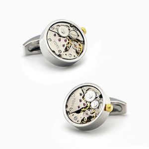 Cuff Links Men's Functional Movement Cufflinks Silver Color Mechanical Watch Design Quality Staineless Steel Cuff Links 231204