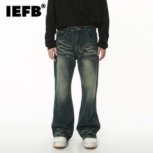 Mens Jeans IEFB -byxor Autumn Baggy Niche Design Gradient något blossade raka denim byxor Retro slitna 9C1838 231204