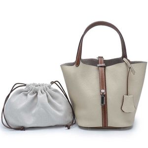 Designer Picotin Lock Bag leather New color-blocking vegetable basket top layer Togo cowhide women's handbag bucket bag 1 HOJA
