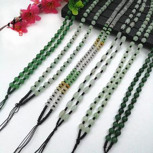 Colares de pingente luxuoso puro mão tecido cordão colar corrente cilíndrica diy jade