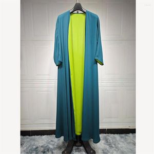 Abbigliamento etnico Aperto Abaya Kimono Cardigan Musulmano Per donna Abito lungo a maniche lunghe Turchia Caftano Abito arabo Islam Party Eid Ramadan Dubai