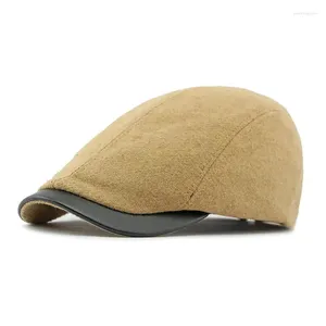 Berets 2023 Herbst und Winter Wolle Baumwolle Solide Sboy Caps Flache Schirmmütze Männer Frauen Maler Baskenmütze Hüte 165