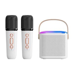 Computador sers y1 máquina de karaokê portátil bluetooth 53 ser 2 microfones sem fio led música ritmo luz casa família cantando 231204