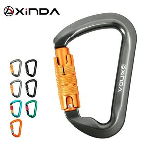 Climbing Harnesses 7075 Aluminum Alloy 30KN Mountaineering Caving Rock Carabiner D Shaped Safety Master Screw Lock Buckle Equipement 231204