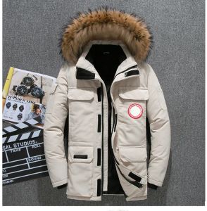 Modische Daunenjacke für Herren und Damen, mittellang, für den Winter, im neuen kanadischen Stil, dicke Gänsedaunen-Daunenjacke, Herren-Baumwolljacke