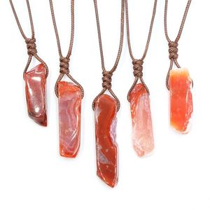 12pcs lot Raw Carnelian Pendant Necklace Natural Stone Energy Healing Pendants Jewelry Factory Outlet For Bulk Items Whole196b