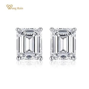 Stud Wong Chuva 925 Sterling Silver Emerald Cut Criado Moissanite Gemstone Diamantes Branco Brincos De Ouro Noivado Fine Jewelry247I