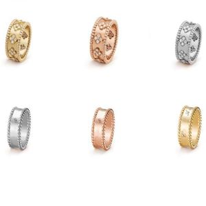 Paar Ringe Perlee Signatur Vierblättriges Kleeblatt Kaleidoskop Dreifarbenring 18 Karat Roségold Voller Sterne Diamant Mit Box Lucky gr2254