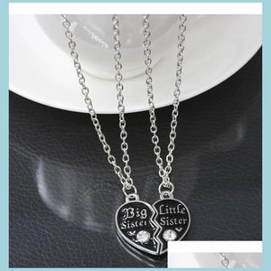 Pendant Necklaces Necklace For Women Sweet Family Jewelry-Bff Cute Broken Heart Style Big Sister Middle Little Best Pendant Drop Deliv Dhwv5