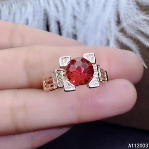 Anéis de cluster KJJEAXCMY Fine Boutique Jóias 925 Sterling Silver Incrustada Natural Gem Red Topaz Mulher Feminino Anel Na Moda Suporte Detecção