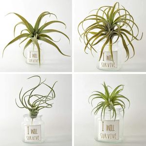 Christmas Decorations LBER 4Pack Artificial Pineapple Grass Air Plants Fake Flowers Faux Flocking Tillandsia Bromeliads Home Garden Decor 231205