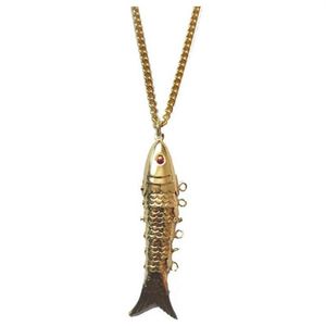 Pendant Necklaces Women Men Biker Jewelry Accessories Statement Necklace Vintage Classic Metal Gold Articulated Fish NecklacePenda3107