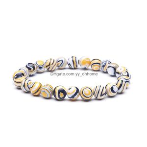Frisado colorf charme masculino pulseiras 8mm pedra natural malaquita pulseiras para mulheres yoga jóias entrega gota dh47a