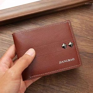 Wallets Men's Wallet Short Money Clip Young Fashion Lychee Pattern Multi-card Large Capacity Thin Soft