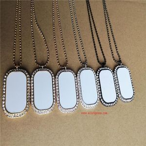 sublimation blank Rounded rectangle necklaces pendants with drill necklace pendant tranfer printing consumable 15pcs lot Q1113157Q