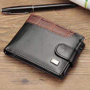 Plånböcker korta hasp män korthållare manlig handväska skarvad krokodilmönster högkvalitativ pu läder pengar klipp plånbok för