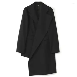 Męskie garnitury zima ciemna asymetryczna kurtka miejski styl młodzieżowy luźny gość