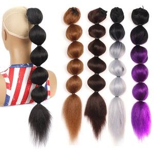 Synthetic Wigs Synthetic Long Bubble tail 21inch Afro Puff Wrap Around Lantern Tail with Hair Tie 100grams False Hairpieces 231204